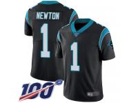 Panthers #1 Cam Newton Black Team Color Men's Stitched Football 100th Season Vapor Limited Jersey