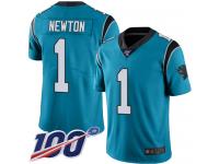 Panthers #1 Cam Newton Blue Alternate Men's Stitched Football 100th Season Vapor Limited Jersey
