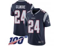 Patriots #24 Stephon Gilmore Navy Blue Team Color Men's Stitched Football 100th Season Vapor Limited Jersey