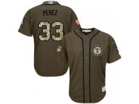 Rangers #33 Martin Perez Green Salute to Service Stitched Baseball Jersey