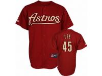 Red Throwback Carlos Lee Men #45 Mitchell And Ness MLB Houston Astros Jersey