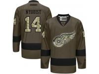 Red Wings #14 Gustav Nyquist Green Salute to Service Stitched NHL Jersey