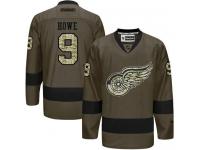 Red Wings #9 Gordie Howe Green Salute to Service Stitched NHL Jersey