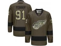 Red Wings #91 Sergei Fedorov Green Salute to Service Stitched NHL Jersey