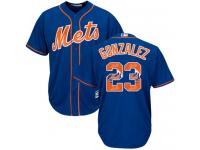 Royal Blue Authentic Adrian Gonzalez Men's Team Logo Fashion Majestic Jersey #23 Cool Base MLB New York Mets