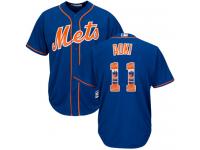 Royal Blue Authentic Norichika Aoki Men's Jersey Team Logo Fashion #11 Cool Base MLB New York Mets Majestic