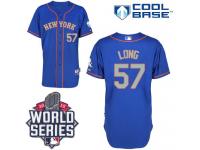 Royal Blue Kevin Long Men #57 Majestic MLB New York Mets 2015 World Series Cool Base Alternate Road Jersey