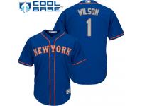 Royal Blue  Mookie Wilson Men's Jersey #1 Cool Base MLB New York Mets Majestic Alternate Road