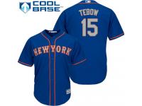 Royal Blue  Tim Tebow Men's Jersey Alternate Road #15 Cool Base MLB New York Mets Majestic