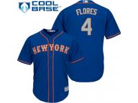 Royal Blue Wilmer Flores Men #4 Majestic MLB New York Mets Cool Base Alternate Road Jersey