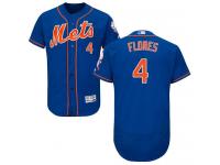 Royal Blue Wilmer Flores Men #4 Majestic MLB New York Mets Flexbase Collection Jersey