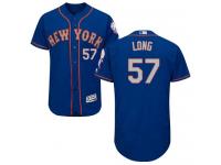 Royal-Gray Kevin Long Men #57 Majestic MLB New York Mets Flexbase Collection Jersey