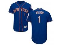 Royal-Gray Mookie Wilson Men #1 Majestic MLB New York Mets Flexbase Collection Jersey
