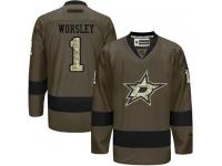Stars #1 Gump Worsley Green Salute to Service Stitched NHL Jersey