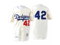 White 1955 Throwback Jackie Robinson Men #42 Mitchell And Ness MLB Los Angeles Dodgers Jersey
