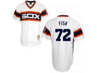 White 1985 Throwback Carlton Fisk Men #72 Mitchell And Ness MLB Chicago White Sox Jersey