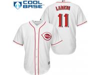 White Barry Larkin Men #11 Majestic MLB Cincinnati Reds Cool Base Home Jersey
