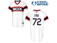 White Carlton Fisk Men #72 Majestic MLB Chicago White Sox Cool Base Alternate Jersey