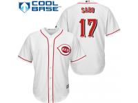 White Chris Sabo Men #17 Majestic MLB Cincinnati Reds Cool Base Home Jersey