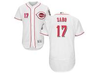 White Chris Sabo Men #17 Majestic MLB Cincinnati Reds Flexbase Collection Jersey