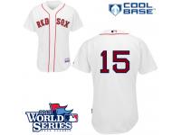 White Dustin Pedroia Men #15 Majestic MLB Boston Red Sox 2013 World Series Cool Base Home Jersey