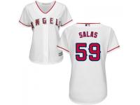 White Fernando Salas Women #59 Majestic MLB Los Angeles Angels of Anaheim 2016 New Cool Base Jersey