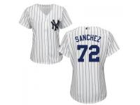 White Gary Sanchez Authentic Player Women #72 Majestic MLB New York Yankees 2016 New Cool Base Jersey