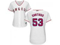 White Hector Santiago Women #53 Majestic MLB Los Angeles Angels of Anaheim 2016 New Cool Base Jersey