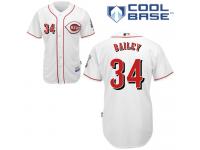 White Homer Bailey Men #34 Majestic MLB Cincinnati Reds Cool Base Home Jersey