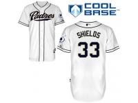 White James Shields Men #33 Majestic MLB San Diego Padres Cool Base Home Jersey