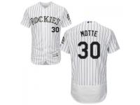 White Jason Motte Men #30 Majestic MLB Colorado Rockies Flexbase Collection Jersey