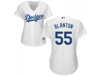 White Joe Blanton Authentic Player Women #55 Majestic MLB Los Angeles Dodgers 2016 New Cool Base Jersey