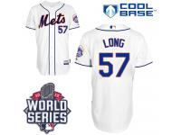 White Kevin Long Men #57 Majestic MLB New York Mets 2015 World Series Cool Base Alternate Jersey