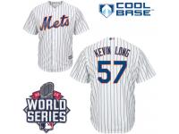 White Kevin Long Men #57 Majestic MLB New York Mets 2015 World Series Cool Base Home Jersey