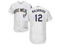 White Martin Maldonado Men #12 Majestic MLB Milwaukee Brewers Flexbase Collection Jersey