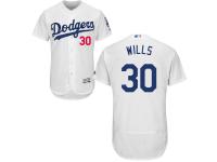White Maury Wills Men #30 Majestic MLB Los Angeles Dodgers Flexbase Collection Jersey