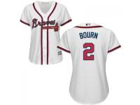 White Michael Bourn Women #2 Majestic MLB Atlanta Braves 2016 New Cool Base Jersey