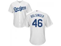 White Mike Bolsinger Authentic Player Men #46 Majestic MLB Los Angeles Dodgers 2016 New Cool Base Jersey