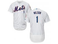 White Mookie Wilson Men #1 Majestic MLB New York Mets Flexbase Collection Jersey