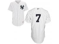 White-Navy Blue Pinstripe Mickey Mantle Men #7 Majestic MLB New York Yankees Home Jersey