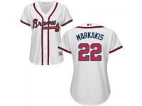 White Nicholas Markakis Women #22 Majestic MLB Atlanta Braves 2016 New Cool Base Jersey