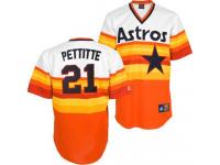White-Orange Throwback Andy Pettitte Men #21 Mitchell And Ness MLB Houston Astros Jersey