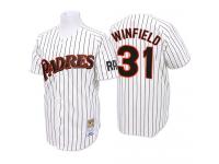 White Pinstripe Throwback Dave Winfield Men #31 Mitchell And Ness MLB San Diego Padres Jersey