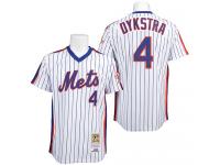 White Pinstripe Throwback Lenny Dykstra Men #4 Mitchell And Ness MLB New York Mets Jersey