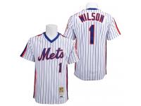 White Pinstripe Throwback Mookie Wilson Men #1 Mitchell And Ness MLB New York Mets Jersey