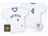 White Pinstripe Throwback Paul Molitor Men #4 Mitchell And Ness MLB Milwaukee Brewers Jersey