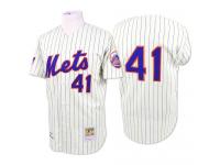White Pinstripe Throwback Tom Seaver Men #41 Mitchell And Ness MLB New York Mets Jersey