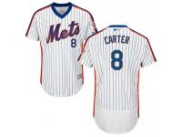 White-Royal Gary Carter Men #8 Majestic MLB New York Mets Flexbase Collection Jersey