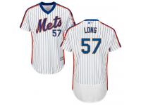 White-Royal Kevin Long Men #57 Majestic MLB New York Mets Flexbase Collection Jersey
