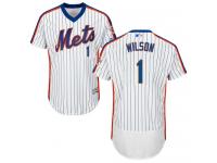 White-Royal Mookie Wilson Men #1 Majestic MLB New York Mets Flexbase Collection Jersey